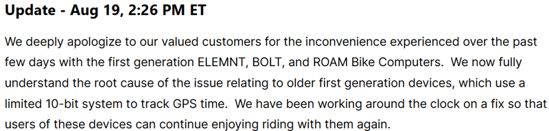 Wahoo Confirms The Elemnt Problem We All Knew About