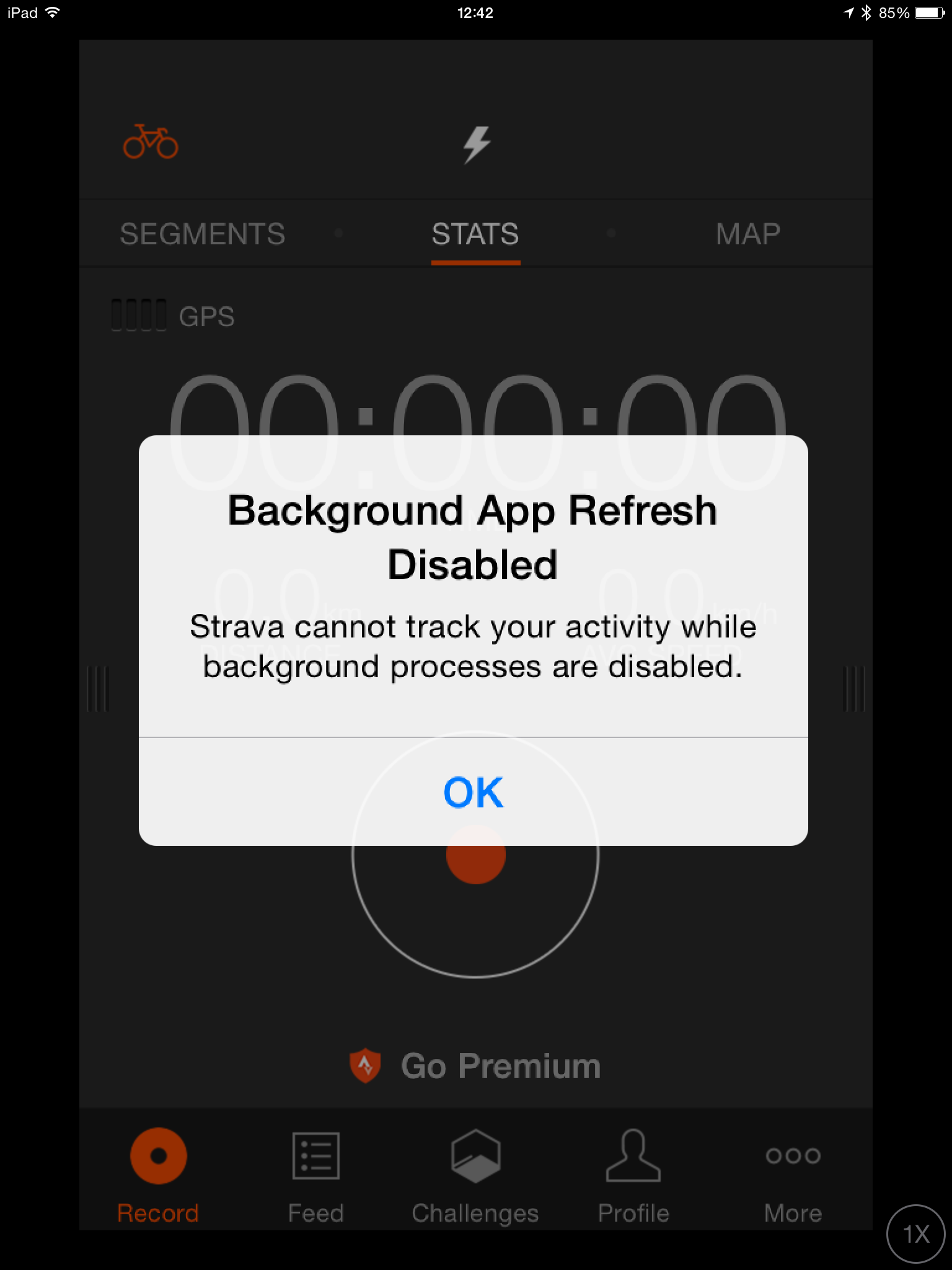 STRAVA - Background App Refresh Disabled
