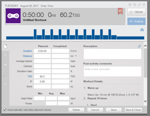 Training Peaks workout creation on the wahoo kickr kickr17 smart trainer review