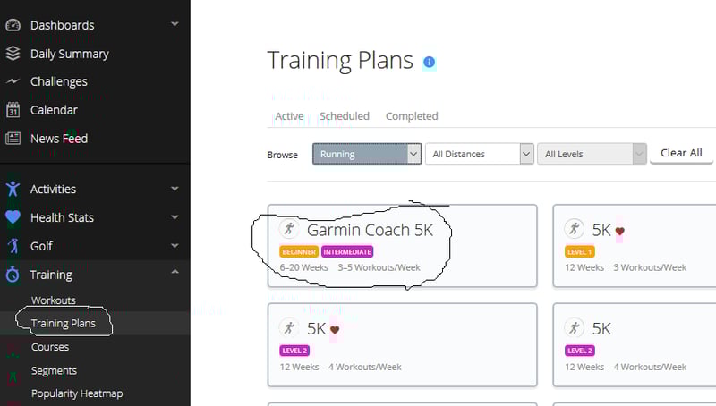 Garmin Coach - adaptive