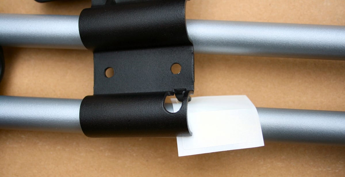 Underside of Thule bike rack showing adhesive protection strips