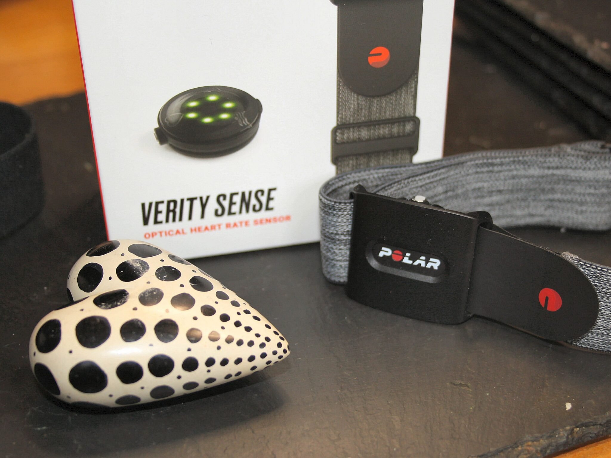 Polar Verity Sense optical heart rate monitor armband showing firmware version 3.0.15 update