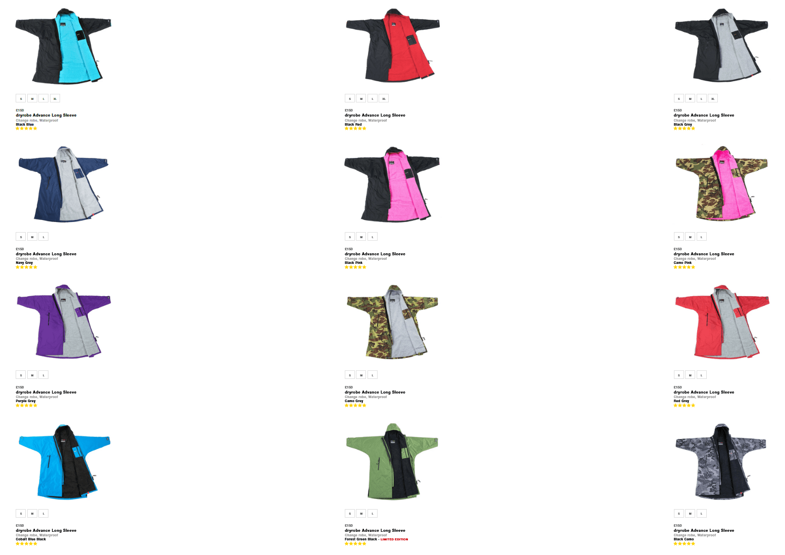 DryRobe colour options