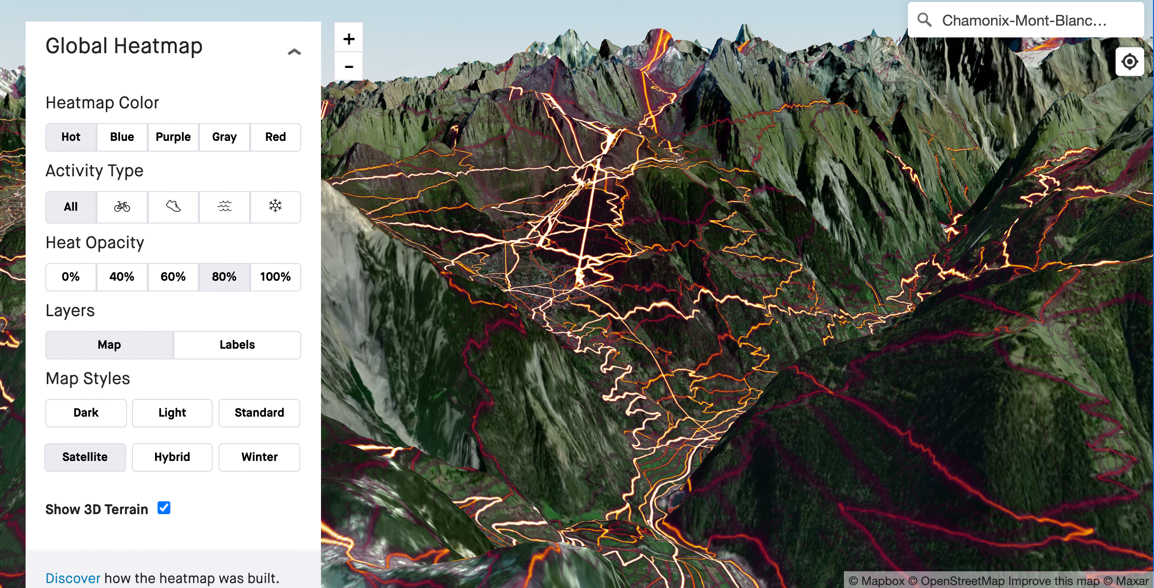 Strava 3D heatmap
