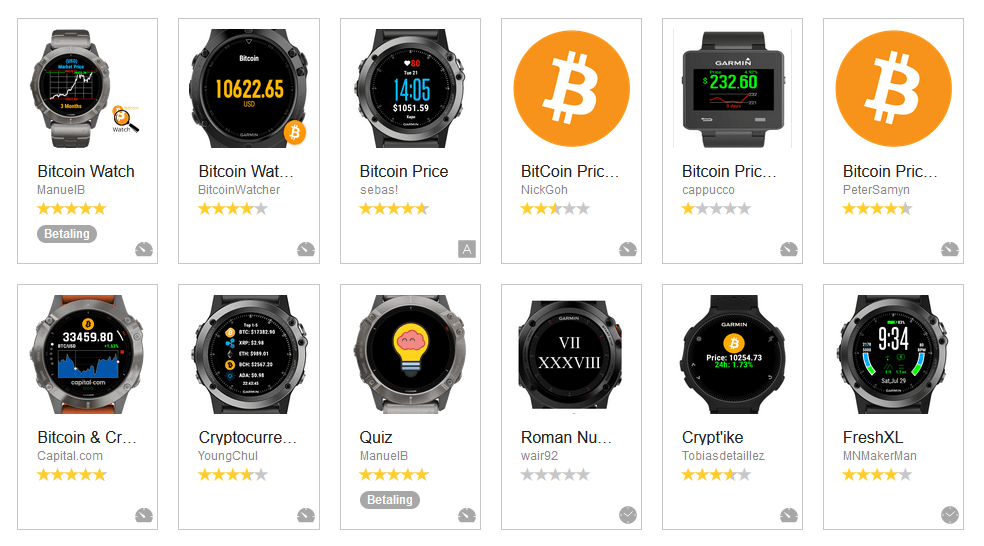 Garmin Bitcoin Widgets