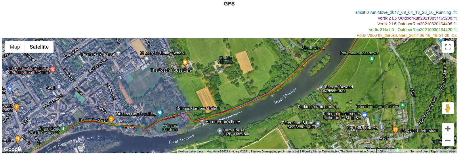 Click to compare GNSS track on analyze.dcrainmaker.com