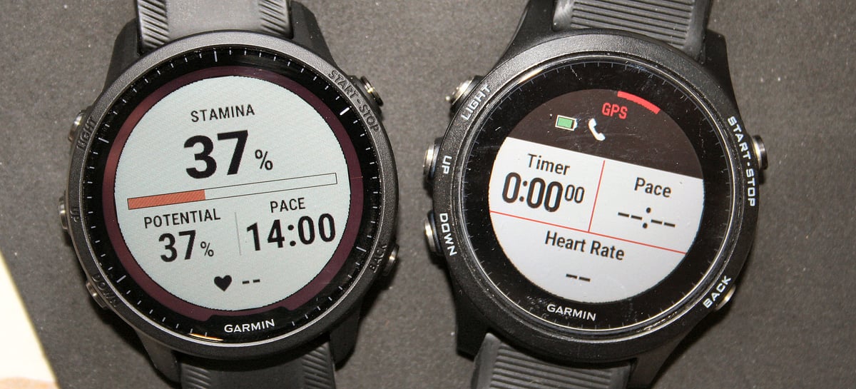Garmin Forerunner 955 Solar alongside 935 non-solar model comparison