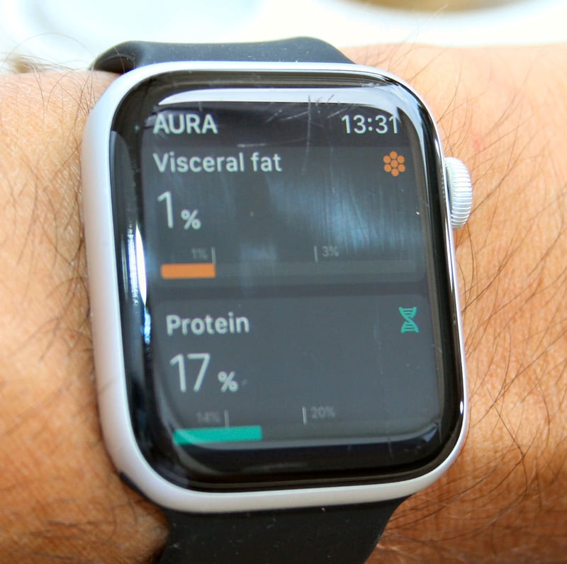 Aura Strap 2 watch app protein visceral fat