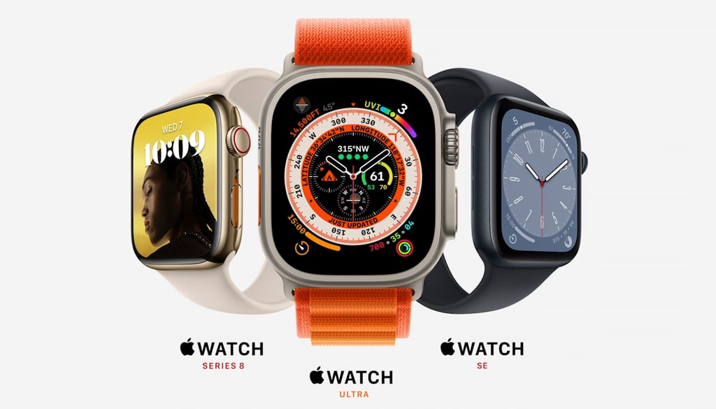 apple watch line up Series 8, SE and Ultra