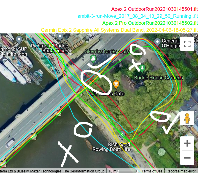 coros apex 2 run under tree full circle to underpass gps test