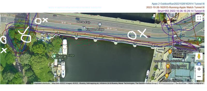 coros apex 2 run underpass gps test