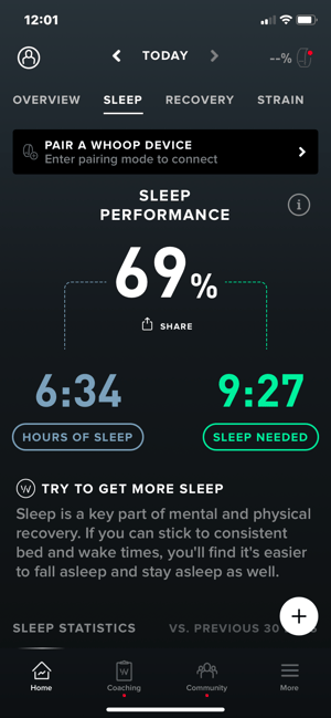 New Whoop Dashboard Sleep