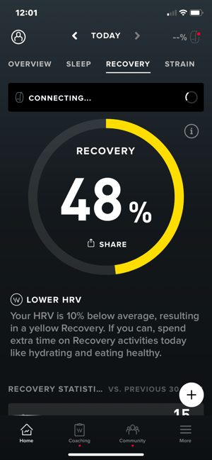 New Whoop Dashboard Recovery