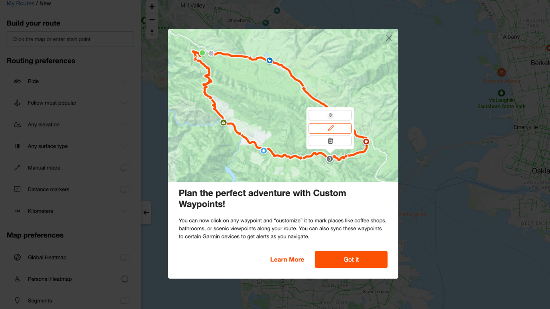 strava Custom waypoint