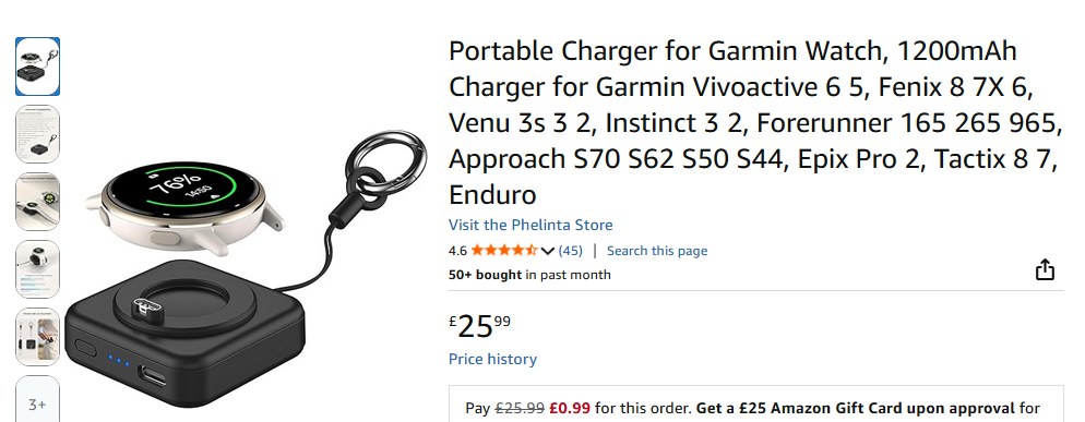 Garmin Charging Battery Bank (Mini Power Bank)