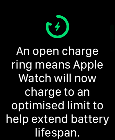 Garmin watch battery charging level indicator 80 percent optimal
