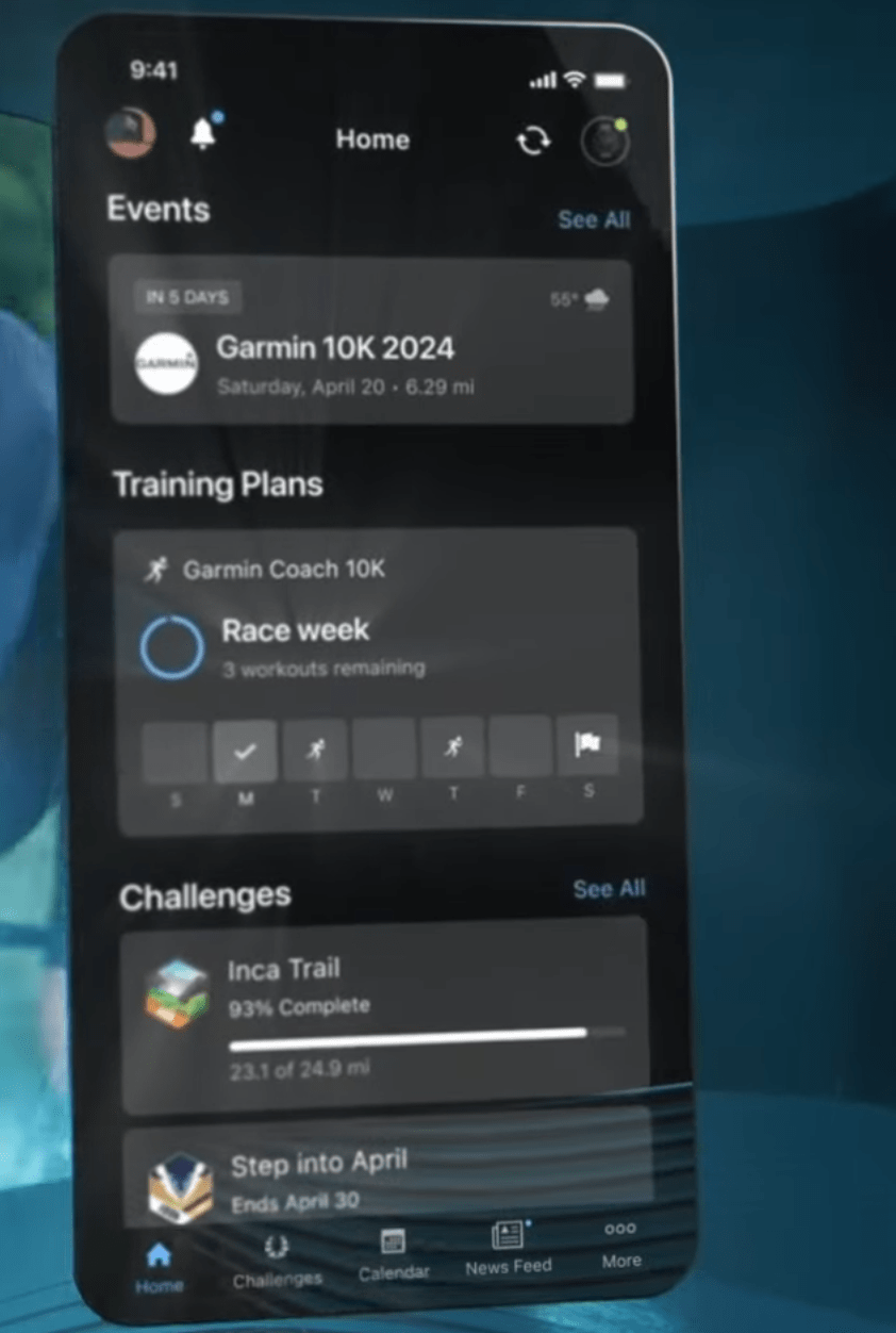 New Look Garmin Connect mobile app