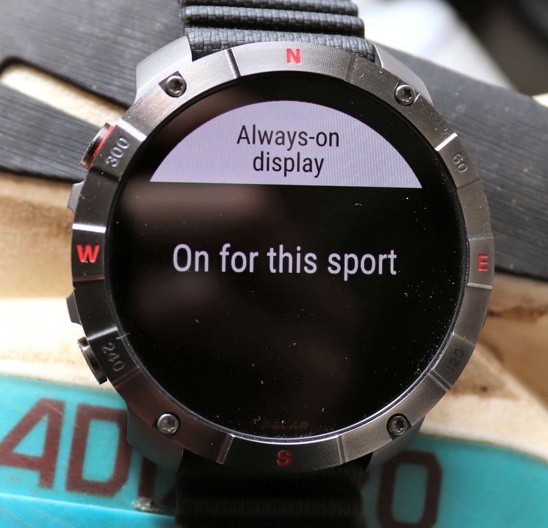 Polar Grit X2 Running Alway On display control just for this sport