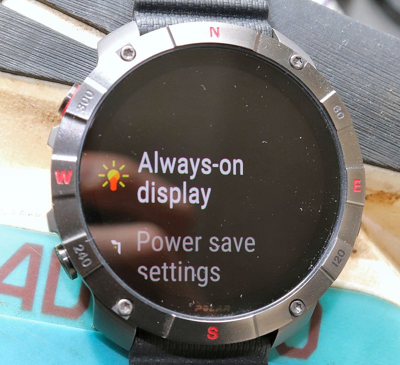 Polar Grit X2 Running Alway On display control