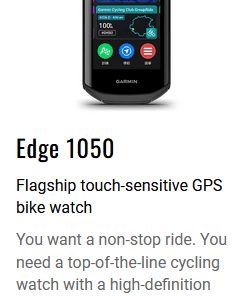Garmin Edge 1050 listing