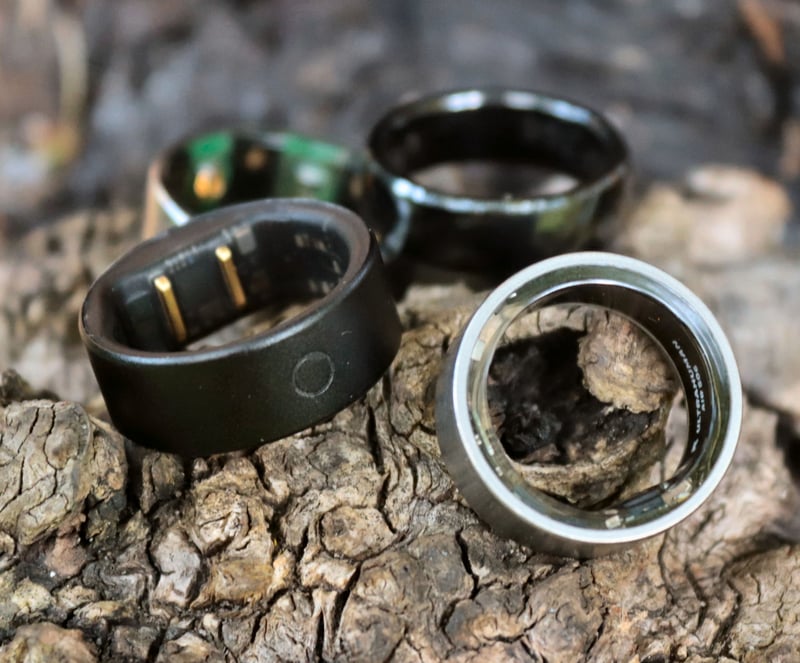 Ultrahuman Ring Air, Oura and Tapster Ring shown together