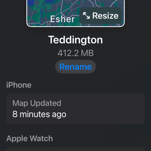 iPhone chooses map sefgments to make offline on Watch