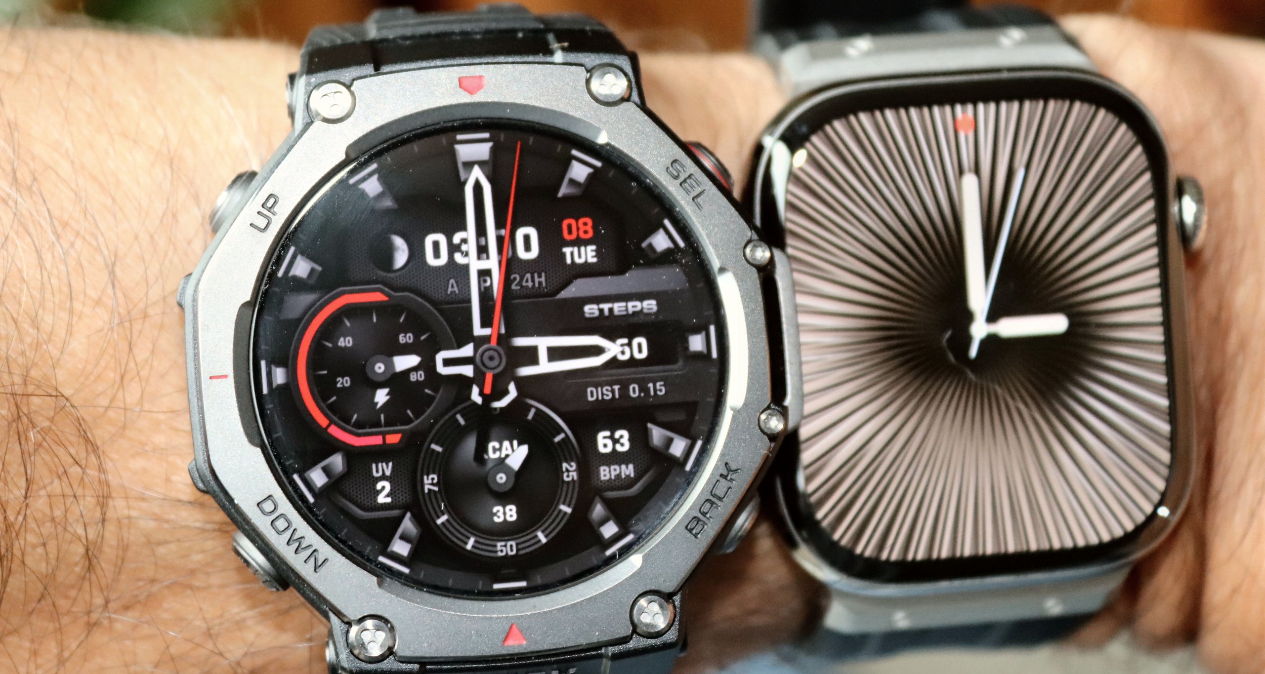 Zepp amazfit T-Rex 3 watchface comparison apple watch 10