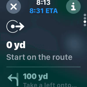 Turn by turn TBT Directions for custom route on Apple Watch in MAPS Library