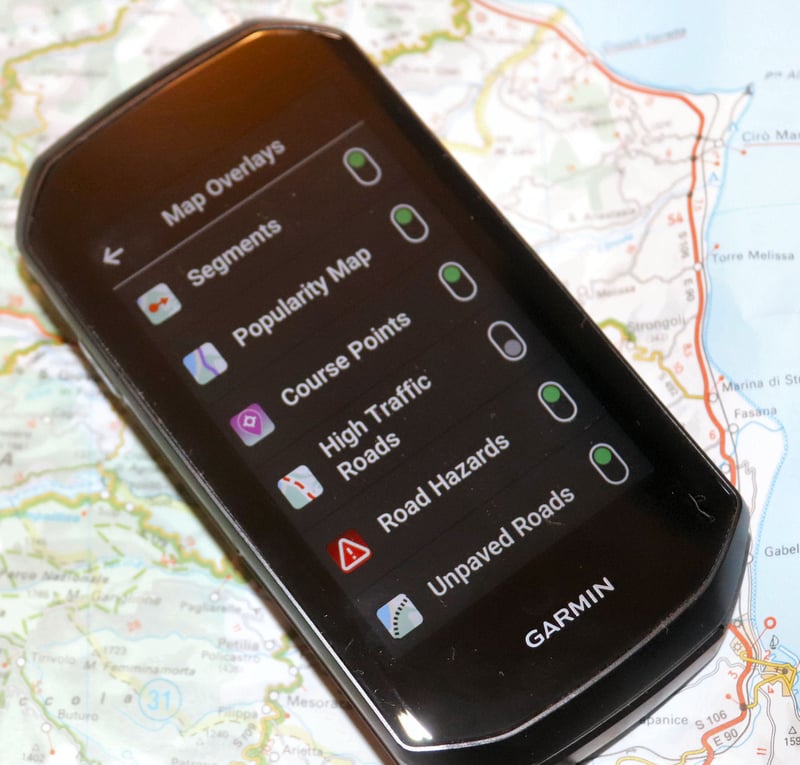 Garmin Edge 1050 map overlays