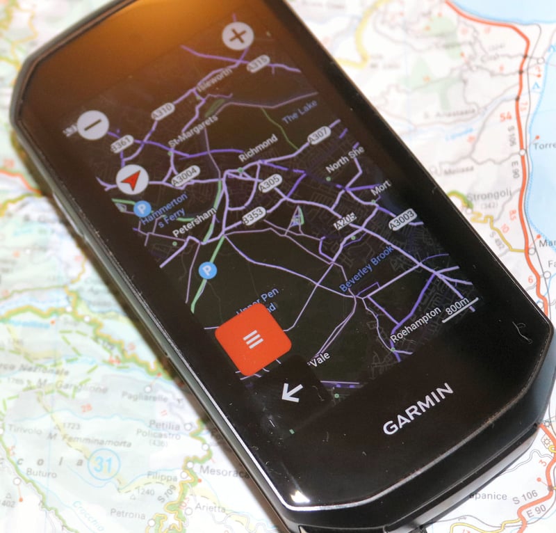Garmin Edge 1050 map with heatmap