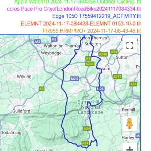 wahoo elemnt ace gps gnss accuracy test result - surrey hills 1