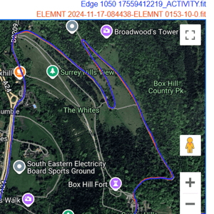 wahoo elemnt ace gps gnss accuracy test result - surrey hills 1a