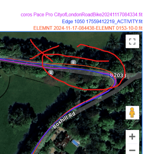 wahoo elemnt ace gps gnss accuracy test result - surrey hills 1b