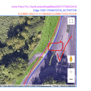 wahoo elemnt ace gps gnss accuracy test result - surrey hills 1d
