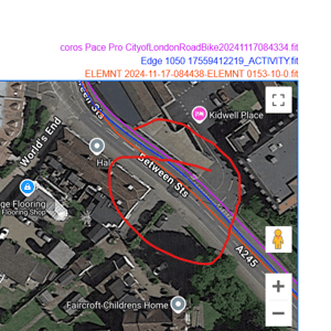 wahoo elemnt ace gps gnss accuracy test result - surrey hills 1e