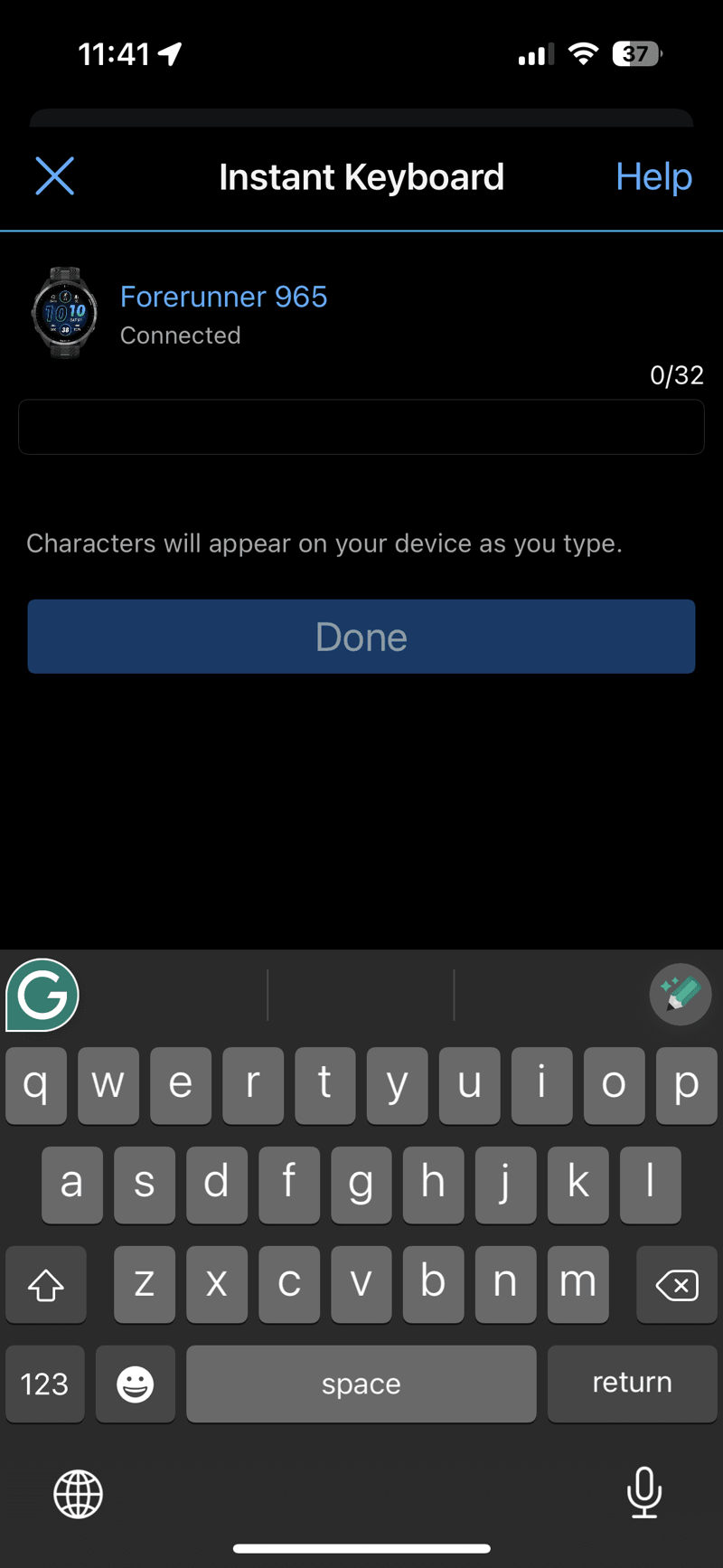 garmin Instant Keyboard