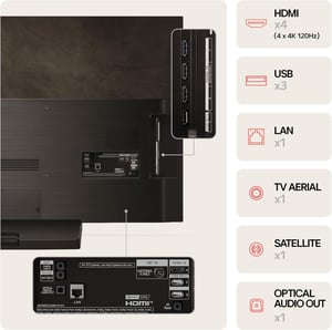 LG OLED C4 evo TV ports on rear