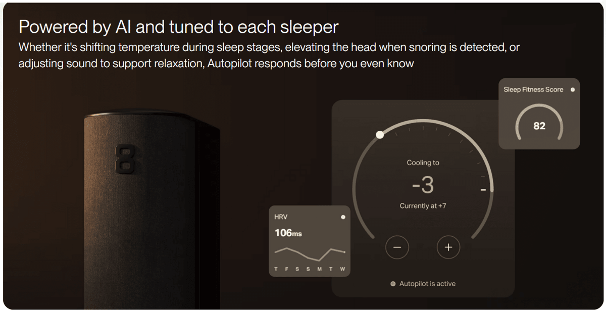 Eight Sleep Pod 5 Cover with dual-zone temperature control and sensors