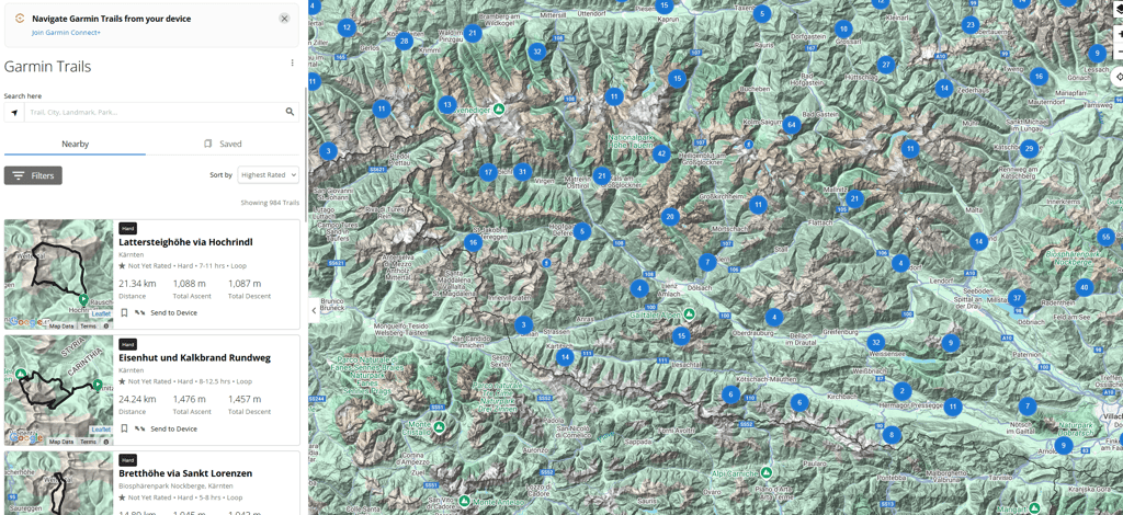 garmin trails austria