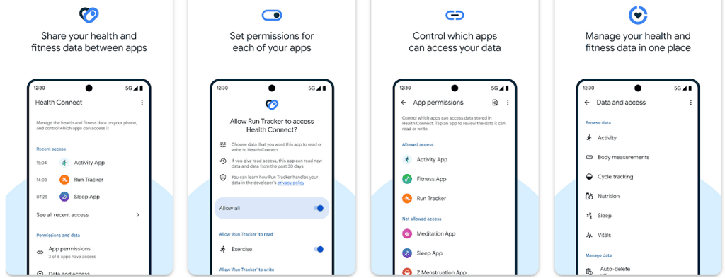 google health connect screens