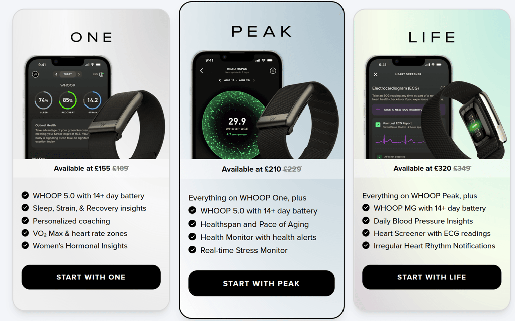 whoop 5 review one peak life membership subscription compared specifications