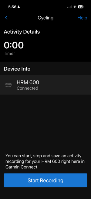 how to record a workout using the HRM 600 on Garmin Connect