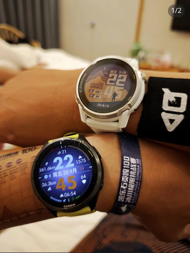 two coros apex 4 on wrist side by side