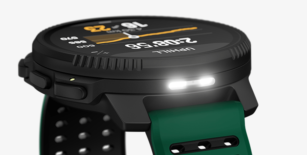suunto vertical 2 led flashlight in action showing position integrated into bezel