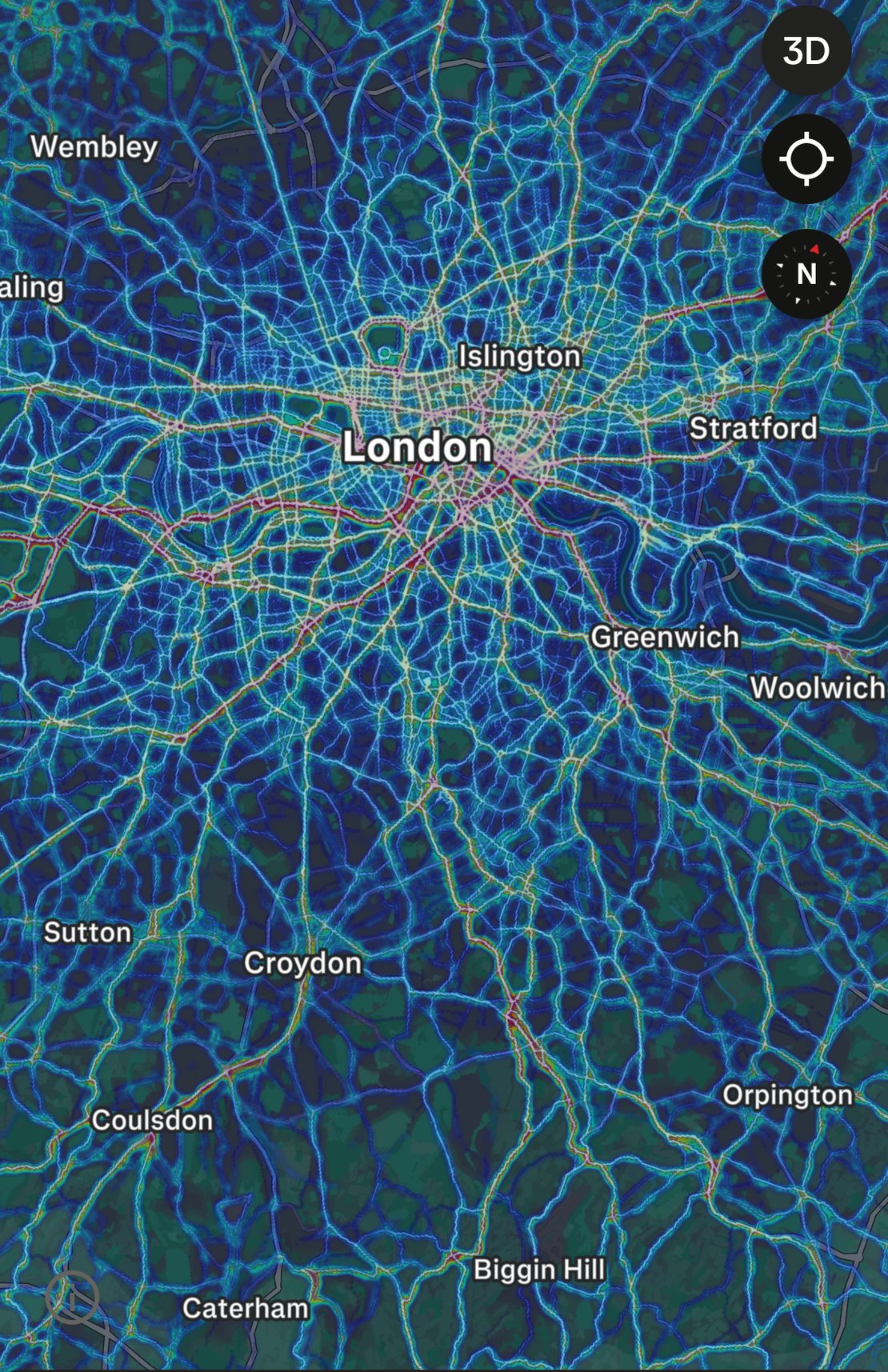 strava heatmap of london with garmin data