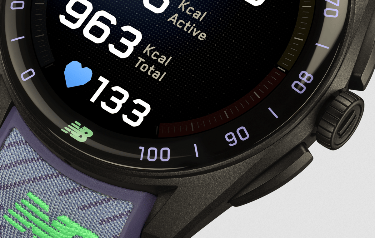 TAG Heuer Connected Calibre E5 x New Balance Edition - strap and pressers detail