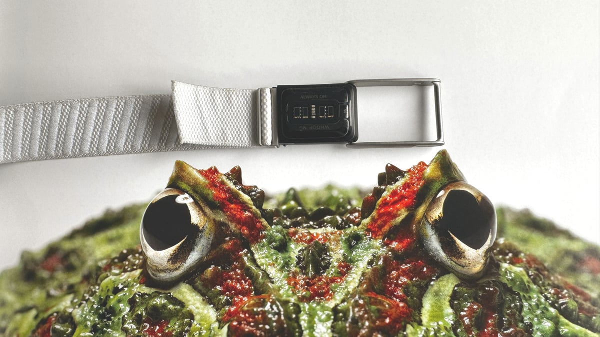 Whoop MG open to show clasp and sensor