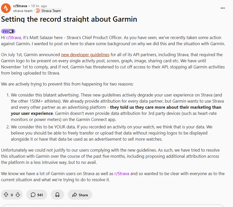 strava vs Garmin : strava set the record straight