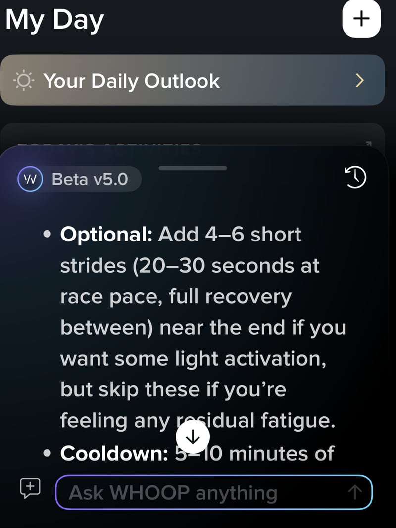 whoop coach My Day Overview