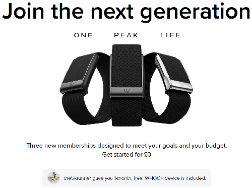 Free Whoop 5.0 and free month subscription